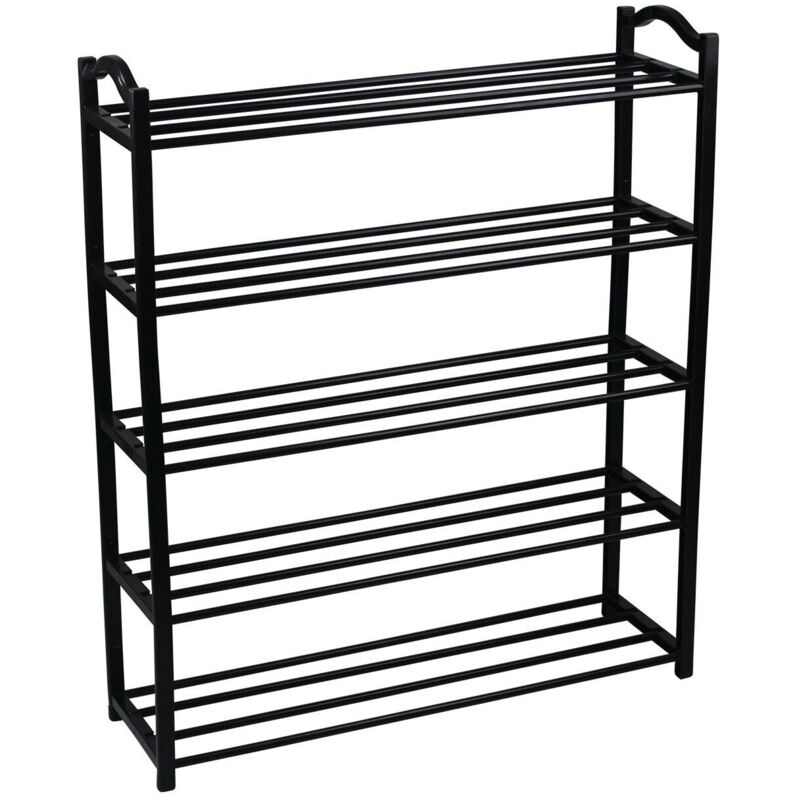 Orion91 - Rangement pour chaussures 5 étagères sir Black 63x20x79cm
