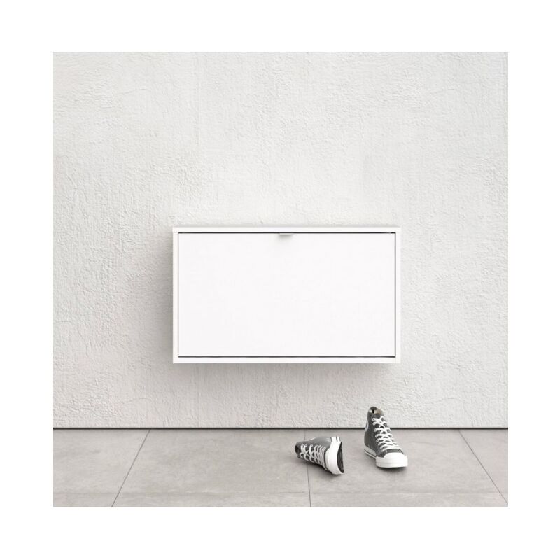 

Zapatero ahorra espacio 42 cm Blanco mate con una solapa | Blanco