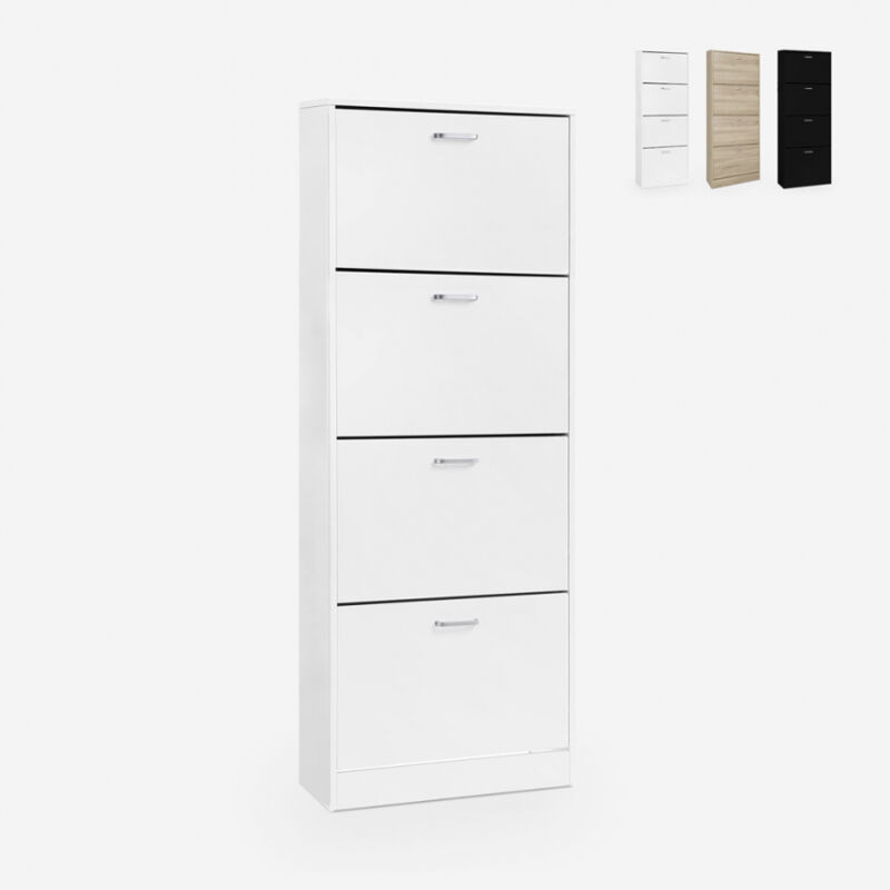 

Zapatero ahorra espacio vertical 63 x 24 x 154 cm 4 puertas 24 pares de zapatos Kingad | Color: Blanco
