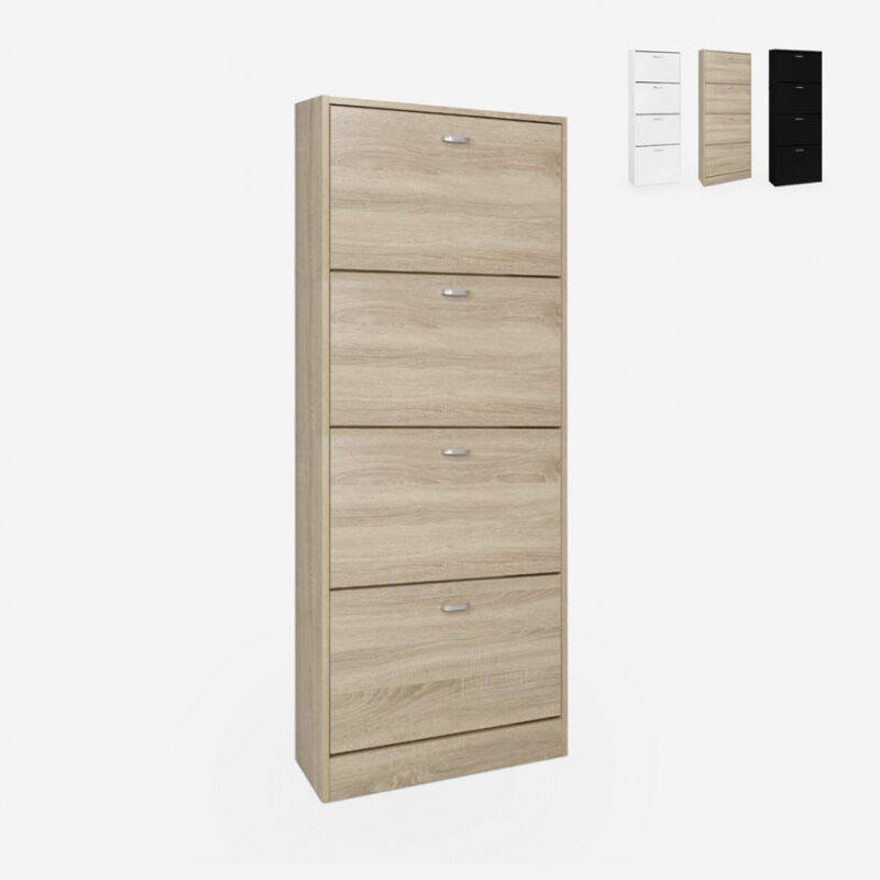 

Zapatero ahorra espacio vertical 63 x 24 x 154 cm 4 puertas 24 pares de zapatos Kingad | Color: Natural