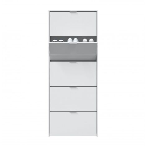 Zapatero ahorraespacio 180x17x70 cm blanco brillo con 5 puertas abatibles – Russia