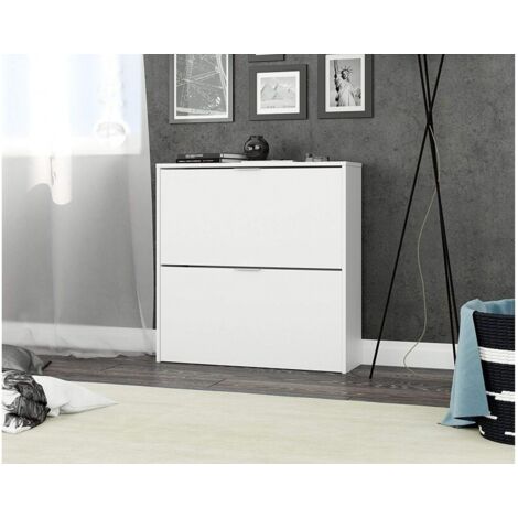 Zapatero ahorraespacio 75x22x76 cm blanco mate con 2 puertas abatibles de doble profundidad – Russia