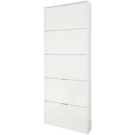 Zapatero alto Pasillo Color Blanco Brillo 5 Puertas 180x70x17 cm