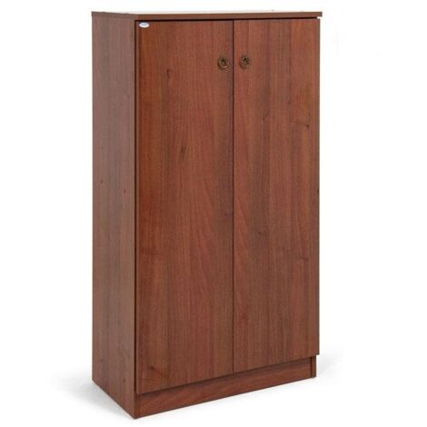 Zapatero antiguo nogal en madera melaminada 2 puertas - 4 baldas 130x71x38