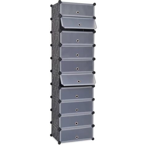 Zapatero apilable con 10 compartimentos negro vidaXL