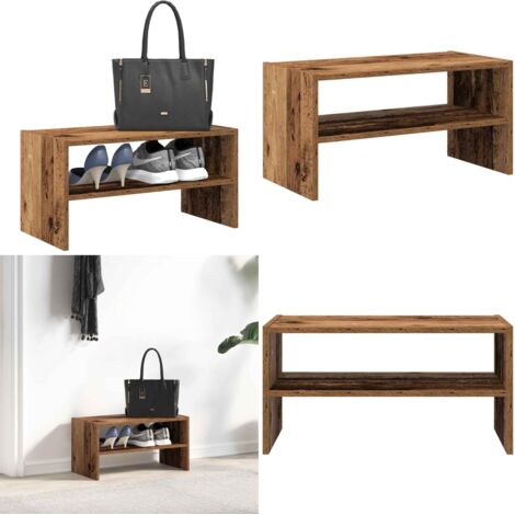 Zapatero apilable madera vieja 60x30x30,5 cm - Almacenamiento vertical - Madera envejecida