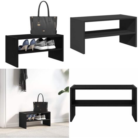 Zapatero apilable roble negro 60x30x30,5 cm - Almacenamiento de zapatos - Madera de ingeniería