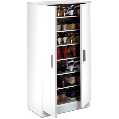 Meuble à chaussures 108 cm Blanc mat 2 portes