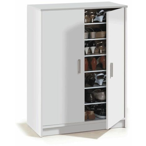 HABITDESIGN Mueble zapatero Cisa color blanco armario auxiliar 6 estantes 75x36x101 cm