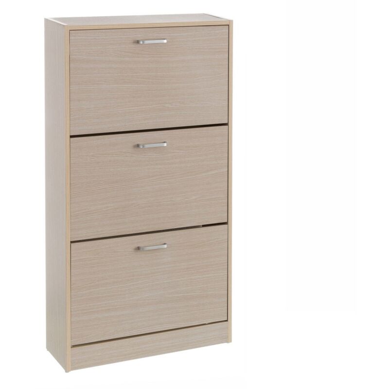 

Zapatero beige de madera MDF con 3 puertas de 115x24x60 cm