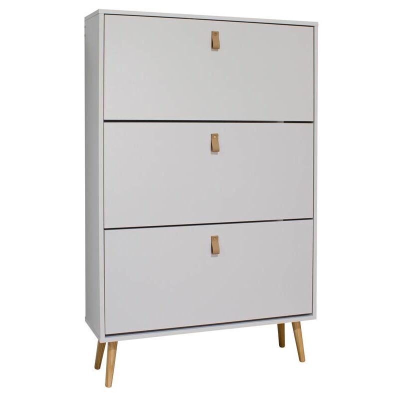 

Zapatero Blanco Alto 3 Puertas Anzio Estilo Moderno Mueble Recibidor Entrada Pasillo 129x80x24 Cm
