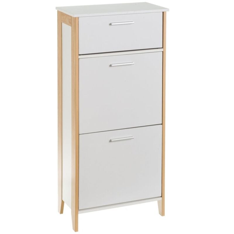

Zapatero blanco de madera MDF con 1 cajón y 2 puertas para 8 pares de 98x25x47 cm