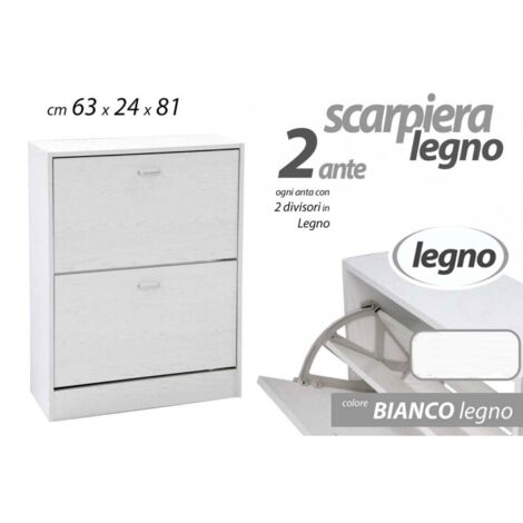 Zapatero blanco doble solapa 2 puertas cm 63 x 24 x 81 h zapatero