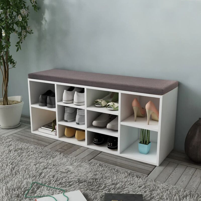 

Zapatero blanco en forma de banco con 10 compartimentos - Blanco