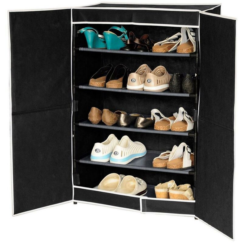 

Zapatero cinco estantes negro con puertas (61x32x90)