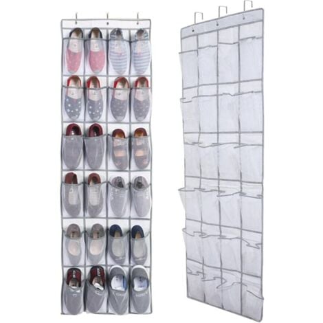 Zapatero colgante para puerta, bolsa de almacenamiento con 24 bolsillos, organizador multifunción para dormitorio y baño.