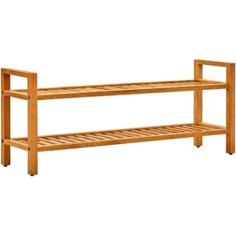 Zapatero con 2 estantes madera de roble maciza 100x27x40 cm