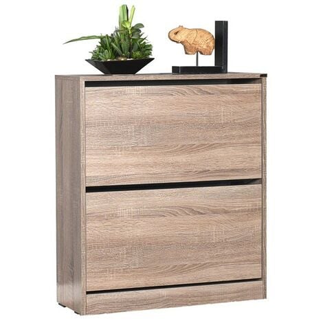 DEFIBRICO Zapatero con 2 puertas abatibles, color roble 73x26xh.84 cm