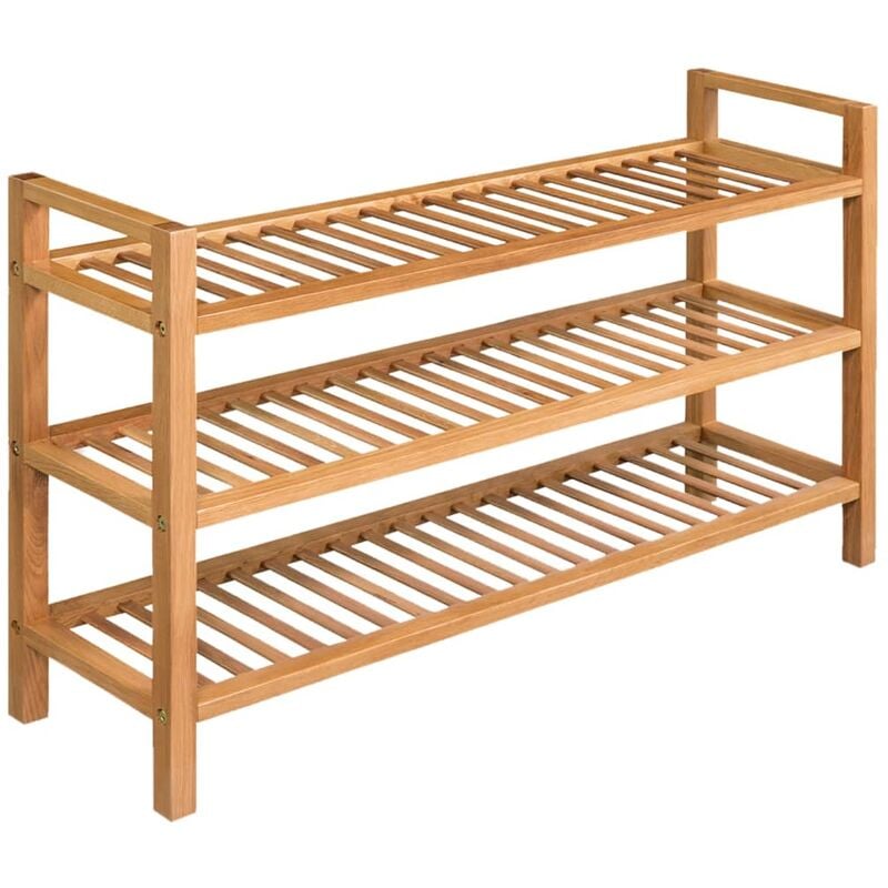 

Zapatero con 3 estantes madera maciza de roble 100x27x59,5 cm - Marrón