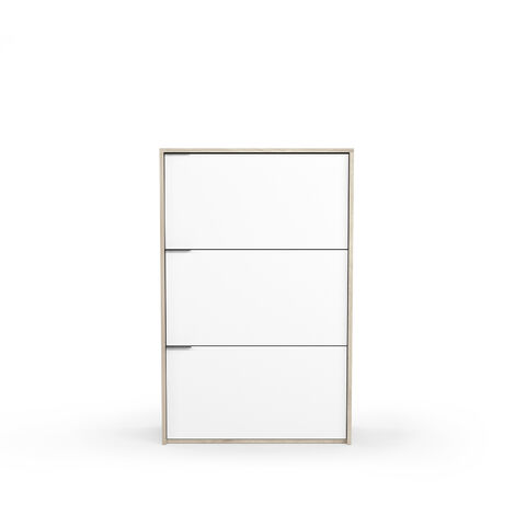 Zapatero con 3 puertas abatibles, modelo ARHUS (519), en roble y blanco