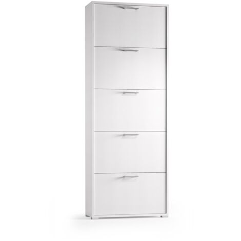 Zapatero con cinco puertas para hasta 15 pares de zapatos blanco