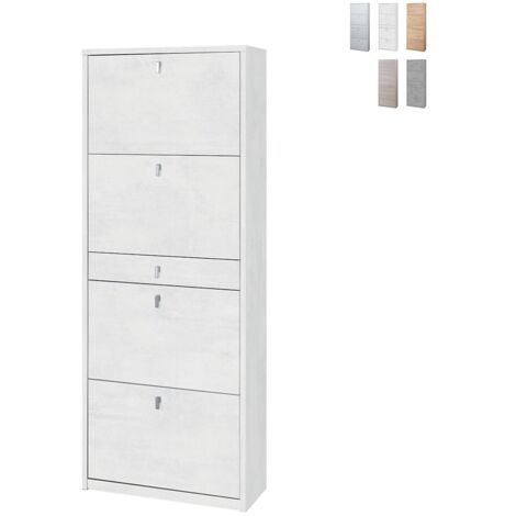 Zapatero con cuatro puertas y un cajón Blanco Oxido 63x29x h164 cm