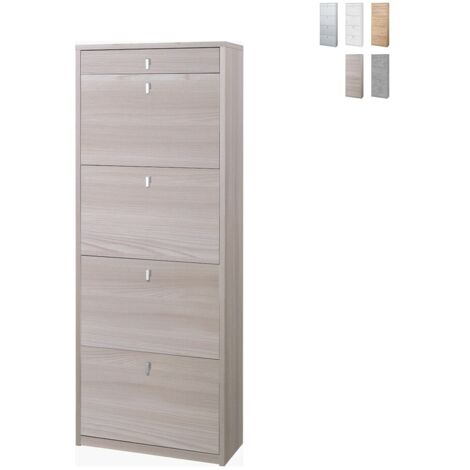 Zapatero con cuatro puertas y un cajón superior Olmo claro 63x29x h164 cm