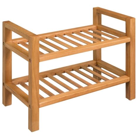 Zapatero con dos estantes madera de roble maciza 50x27x40 cm