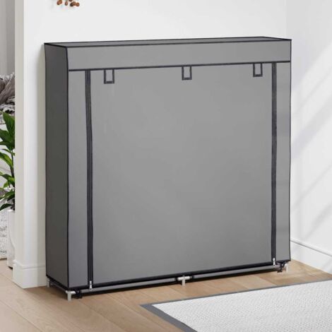 Zapatero con funda de tela gris 115x28x110 cm