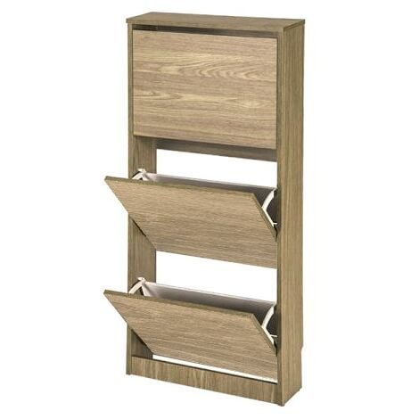 Zapatero Congo 50AB TOPKIT Armario zapatero 3 puertas estrecho Medidas: 123x54x16 cm Roble