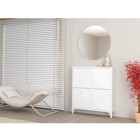 Zapatero cuatro trampones en blanco. 90.6 cm(ancho) 103 cm(altura) 20 cm(fondo)