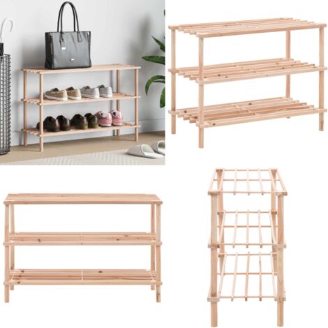 Zapatero de 3 alturas madera maciza de abeto - Estante de madera - Guardar zapatos
