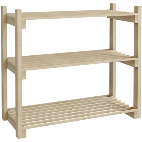 Zapatero de 3 niveles pino 60 x 68 x 30 cm natural 030007652