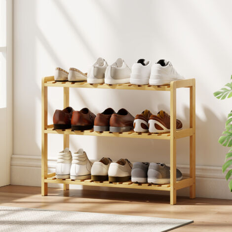 Zapatero de Bambú de 3 Niveles Estantería de Zapatos para 9 Pares para Recibidor Pasillo 70x26x57,5 cm Natural