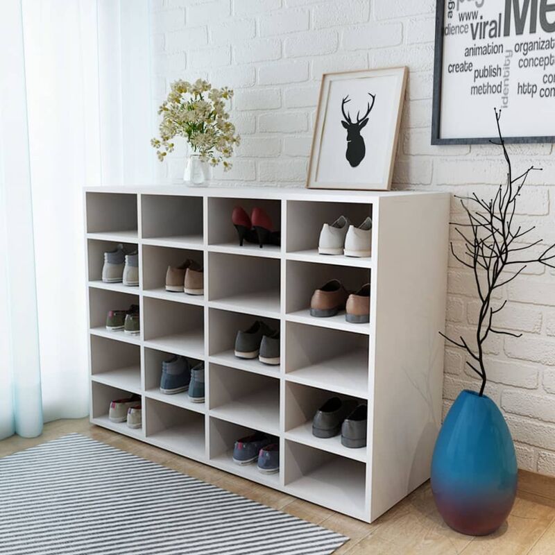

Zapatero de madera aglomerada blanco 92x30x67,5 cm - Blanco
