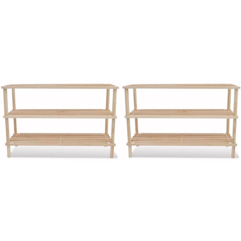 

vidaXL Estantería de zapatos con 2 niveles madera maciza abeto - Beige