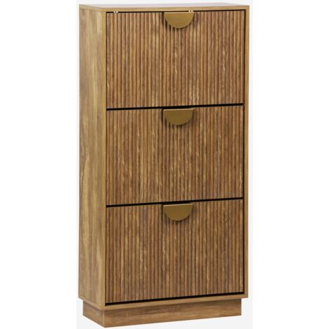 Zapatero de madera con 3 cajones estilo ranurado