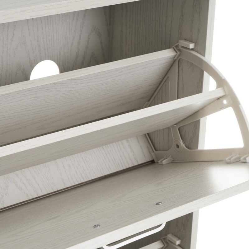 

Zapatero gris de madera MDF con 3 puertas de 115x24x60 cm