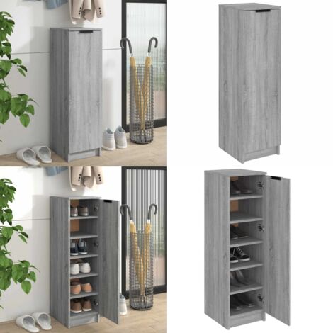 Zapatero de madera contrachapada gris Sonoma 30x35x100 cm - Estantes para zapatos - Madera contrachapada