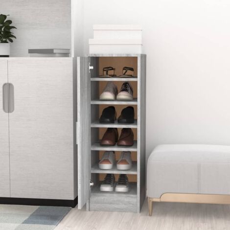 Zapatero de madera contrachapada gris Sonoma 32x35x92 cm vidaXL