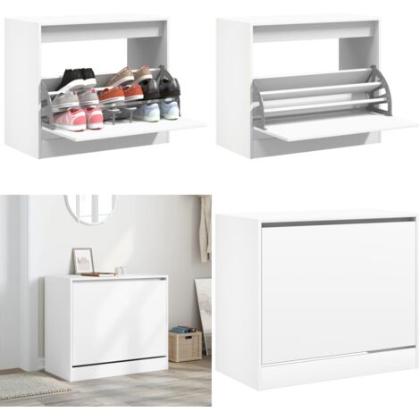 Zapatero de madera de ingeniería blanco 80x42x69 cm - Armario para zapatos - Muebles para guardar zapatos