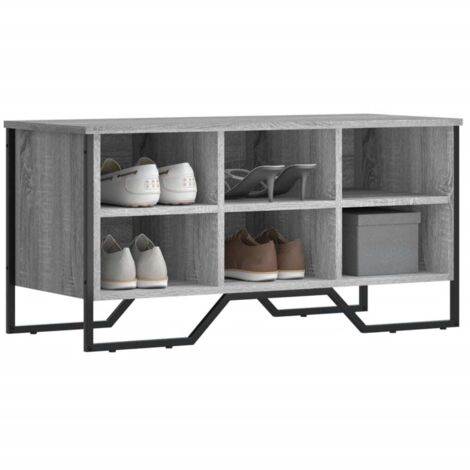 Zapatero de madera de ingeniería gris 90x38x45,5 cm