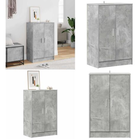 Zapatero de madera de ingeniería gris hormigón 60x35x92 cm - Armario de zapatos - Madera contrachapada