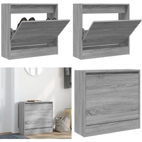 Zapatero de madera de ingeniería gris Sonoma 60x21x57 cm - Armario para zapatos - Almacenamiento de zapatos