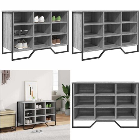 Zapatero de madera de ingeniería gris Sonoma 90x38x61,5 cm - Almacenamiento de zapatos - Madera de ingeniería