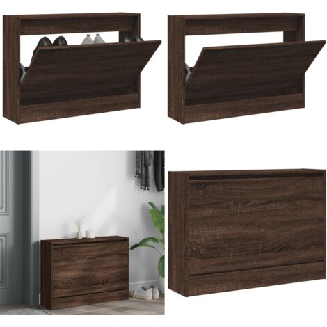 Zapatero de madera de ingeniería marrón roble 80x21x57 cm - Armario de zapatos - Almacenamiento de zapatos