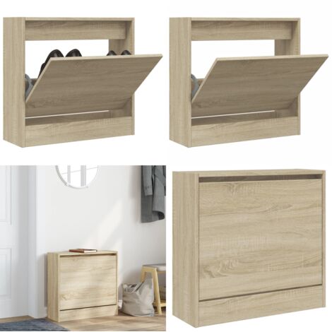 Zapatero de madera de ingeniería roble Sonoma 60x21x57 cm - Armario para zapatos - Mueble de almacenamiento