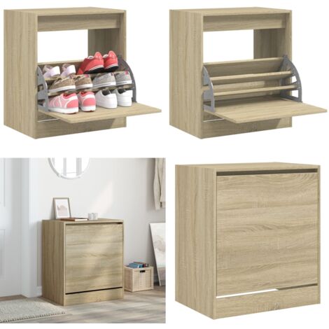 Zapatero de madera de ingeniería roble Sonoma 60x42x69 cm - Armario para zapatos - Estantería para zapatos