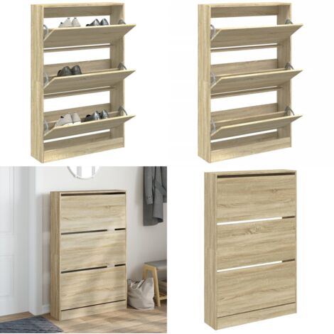 Zapatero de madera de ingeniería roble Sonoma 80x21x125,5 cm - Armario de zapatos - Almacenamiento de zapatos