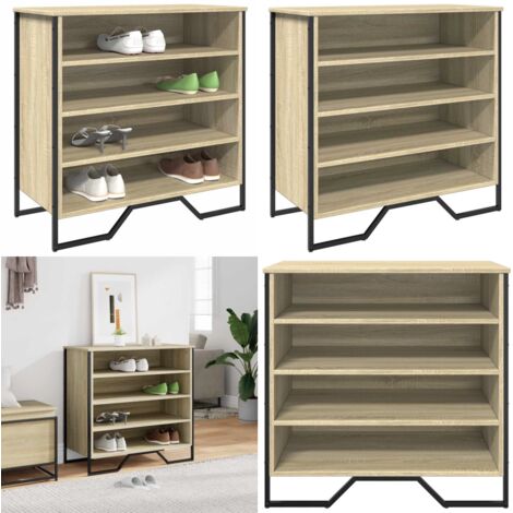 Zapatero de madera de ingeniería roble Sonoma 80x38x78 cm - Zapatero de ingeniería - Zapatero de roble
